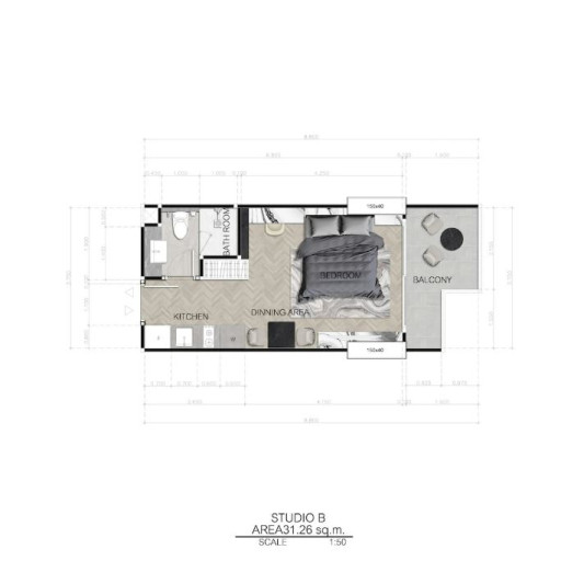Dusit Sea Spire, Studios - from 29 m² to 31 m²