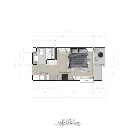Dusit Sea Spire, Studio - 29 m²