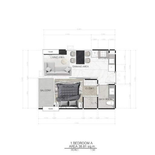 Dusit Sea Spire, 1 bedroom apartments - from 38 m² to 54 m²