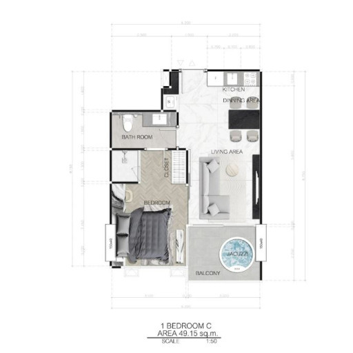 Dusit Sea Spire, 1 bedroom apartments - from 38 m² to 54 m²