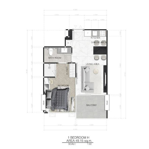 Dusit Sea Spire, 1 bedroom apartments - from 38 m² to 54 m²