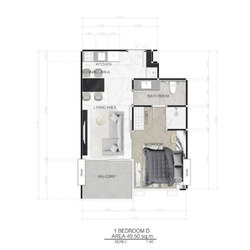 Dusit Sea Spire, 1 bedroom apartments - from 38 m² to 54 m²