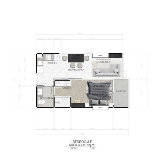 Dusit Sea Spire, 1 Bedroom - 43 m²