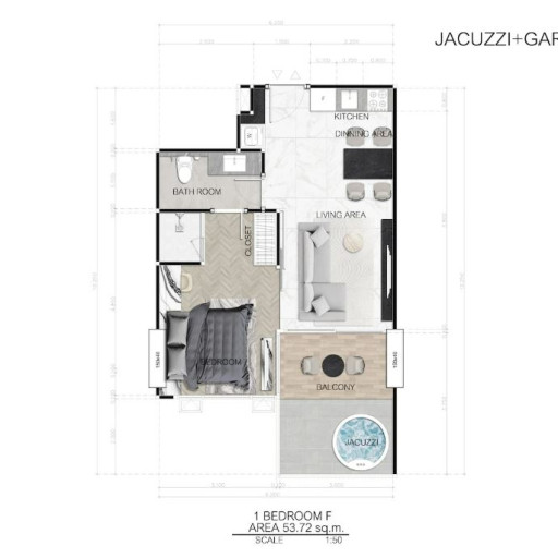 Dusit Sea Spire, 1 Bedroom - 54 m²