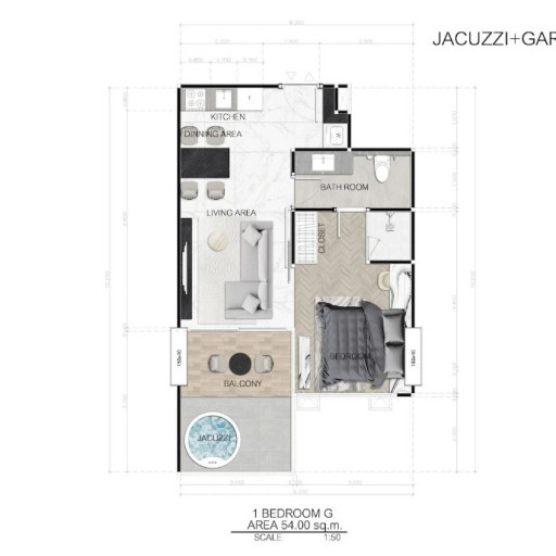 Dusit Sea Spire, 1 bedroom apartments - from 38 m² to 54 m²